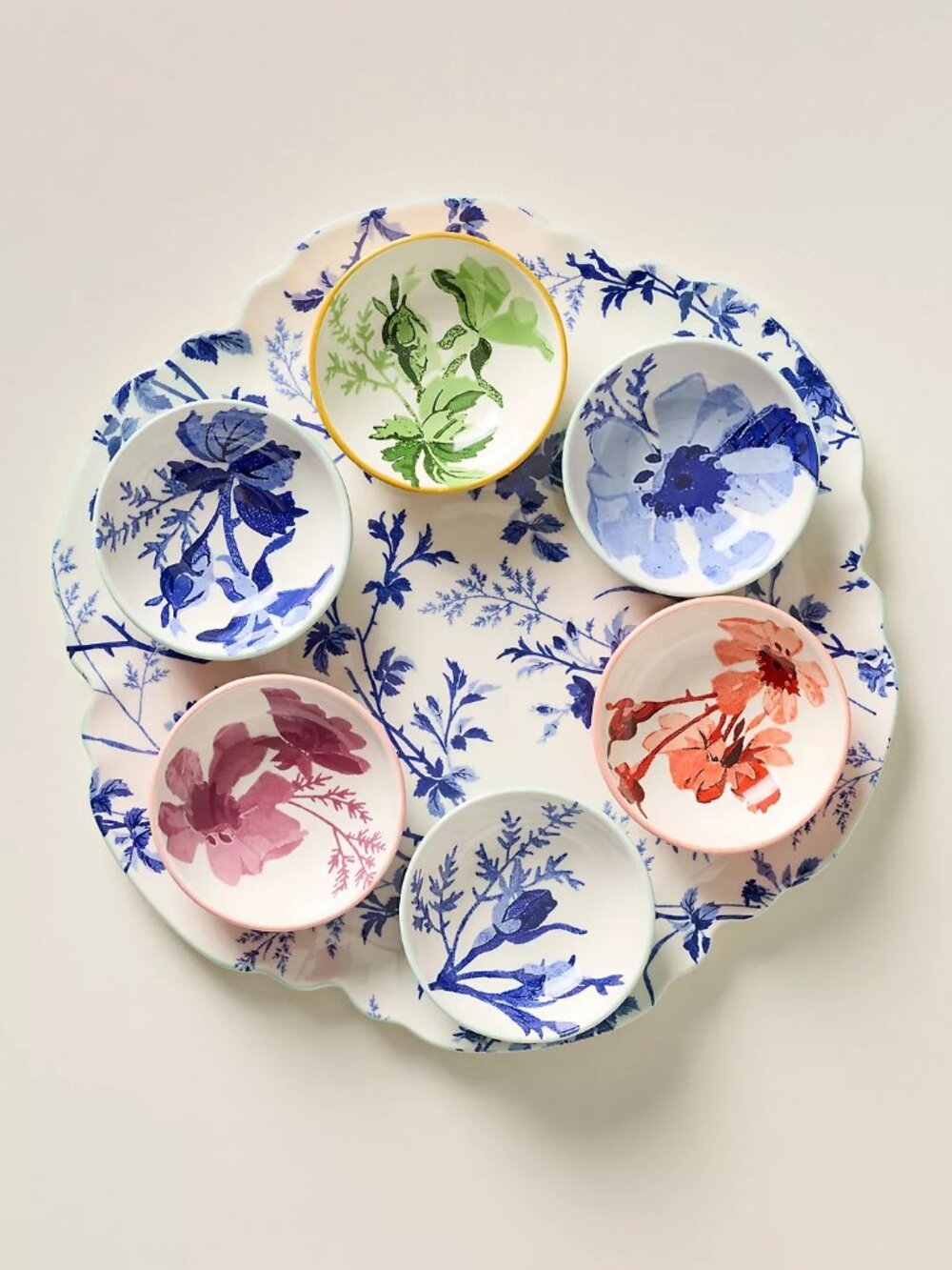 NEW Varda Stoneware Boxed Seder Plate Set - Floral Multi